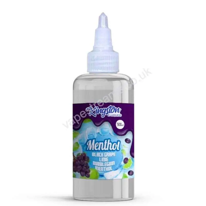 Black Grape Lime &amp; Bubblegum Menthol 500ml E-Liquid Shortfill by Kingston