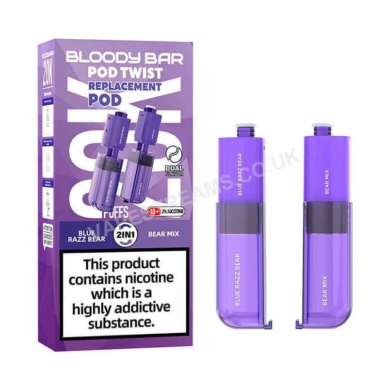Bloody Bar Pod Twist 20K Blue Razz Bear/ Bear Mix Prefilled Pod