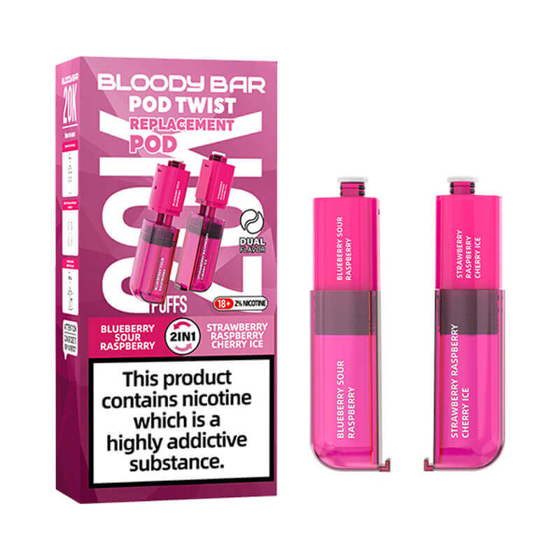 Bloody Bar Pod Twist 20K Blueberry Sour Raspberry/ Strawberry Raspberry Cherry Ice Prefilled Pod