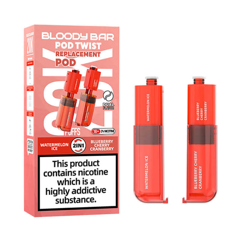 Bloody Bar Pod Twist 20K Watermelon Ice/ Blueberry Cherry Cranberry Prefilled Pod