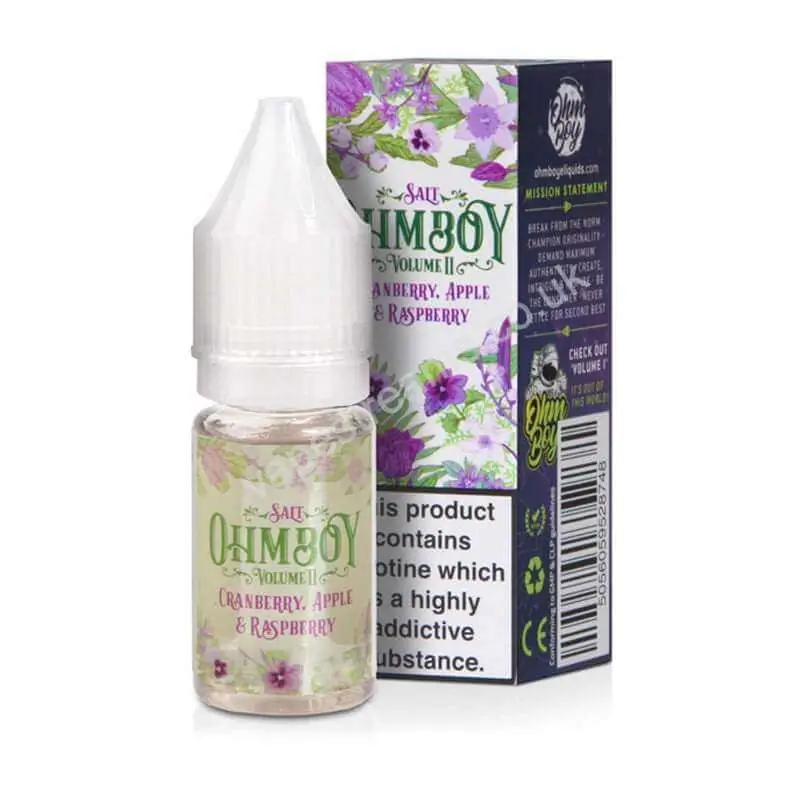 Cranberry, Apple &amp; Raspberry Nicotine Salt E-Liquid By Ohm Boy Volume II