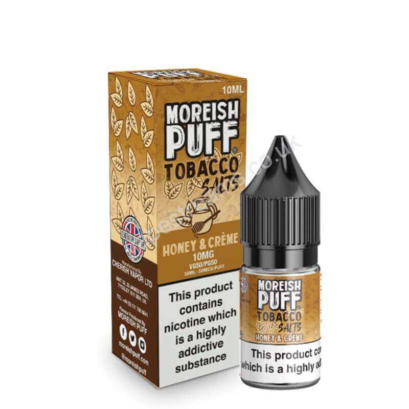 Honey &amp; Creme Nicotine Salt E-Liquid by Moreish Tobacco Salts
