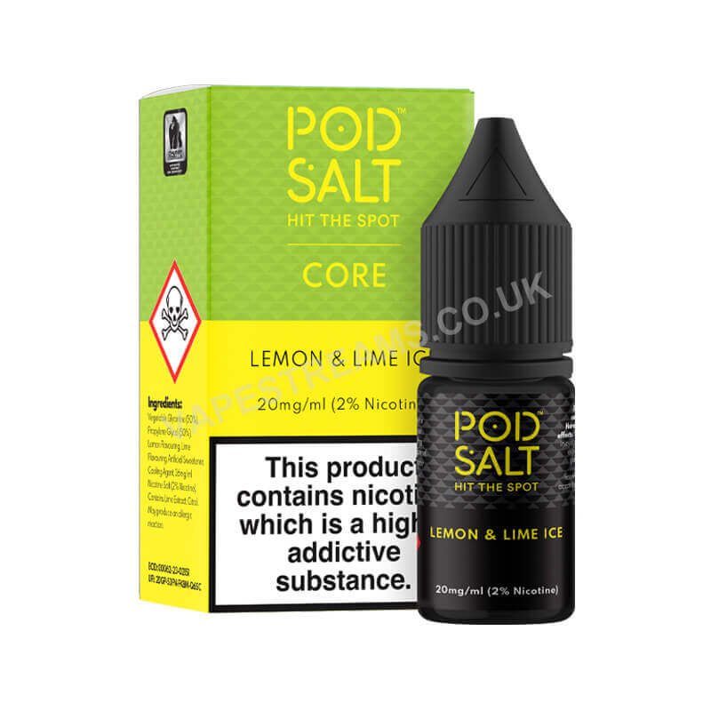 Lemon &amp; Lime Ice Nicotine Salt E-Liquid By Pod Salt Core Range