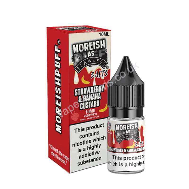 Moreish As Flawless Strawberry and Banana Custard Nic Salt E-Liquid