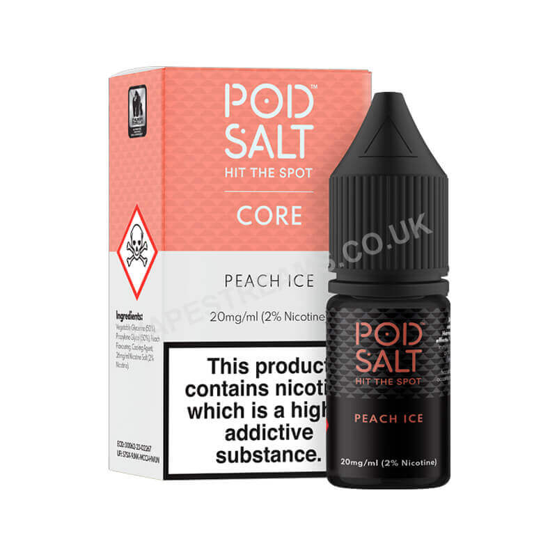 Peach Ice Nicotine Salt E-Liquid By Pod Salt Core Range