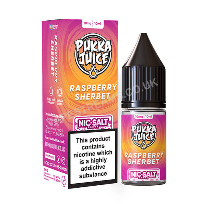 Raspberry Sherbet Nicotine Salt E-Liquid by Pukka Juice