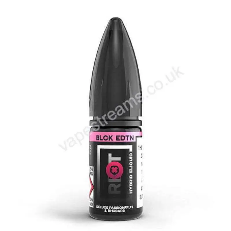 Riot Salt Blck Edtn Deluxe Passionfruit &amp; Rhubarb Nicotine Salt E-Liquid