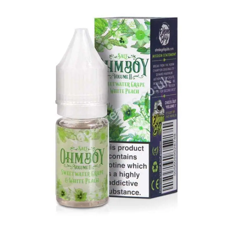 Sweet Water Grape &amp; White Peach Nicotine Salt E-Liquid By Ohm Boy Volume II